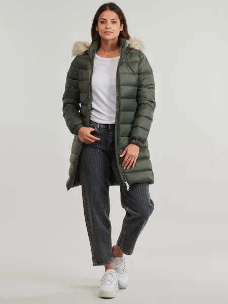 Kapucnis denim ruha Tommy Jeans zöld