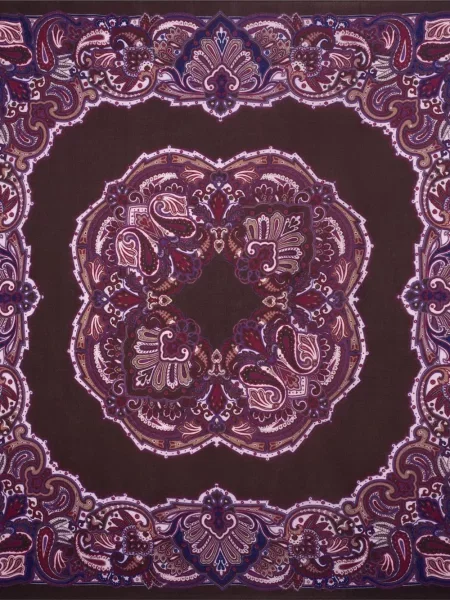 Fular Bompard cu imagine cu model paisley maro