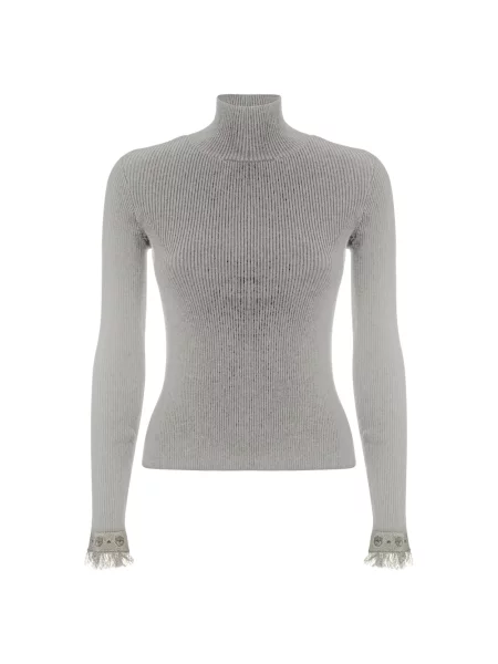 Sweter z golfem Chiara Ferragni Collection wełniany do golfa biały