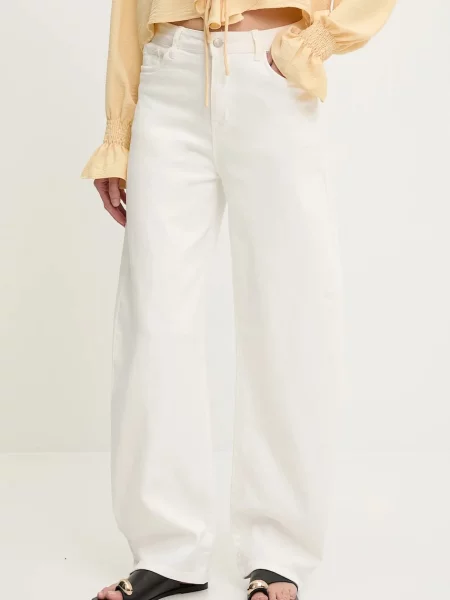 Дънки Answear Lab с висока талия бяло