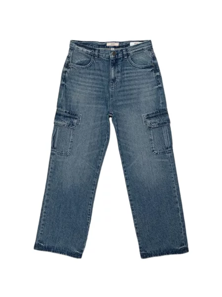 Jeansy straight leg dziecięce Guess niebieskie