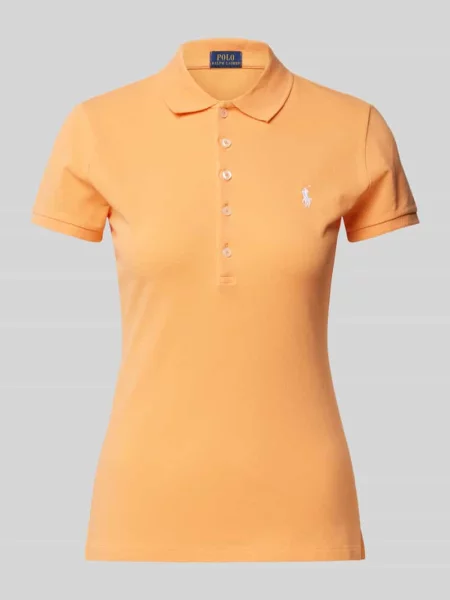 Koszulka polo z czystej bawełny z wyhaftowanym logo model ‘JULIE’ Polo Ralph Lauren pomarańczowe