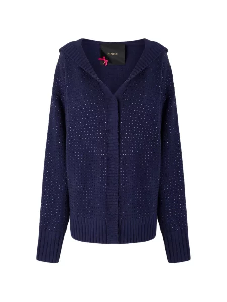 Stras cardigan Pinko cu glugă albastru