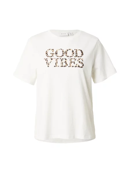 VILA Tricou VIJOYCE bej / maro / negru alb