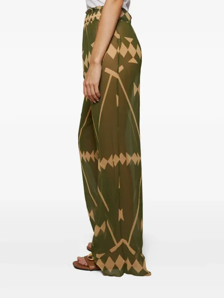 Pantaloni Johanna Ortiz cu imagine cu imprimeu geometric verde