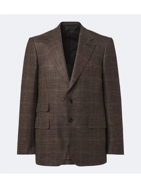 Sacou Tom Ford de lână cu model pepito maro