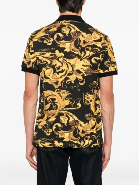 Поло тениска Versace Jeans Couture с принт черно
