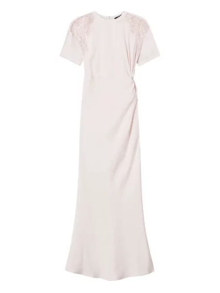 Haftowana sukienka Twinset z twillu garniturowa różowa