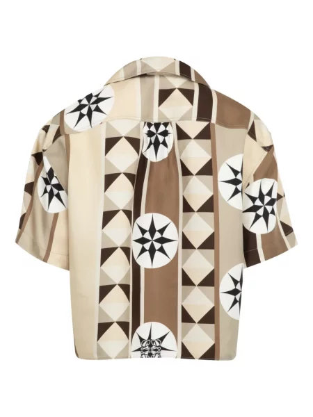 Cămașă Loewe cu imagine cu imprimeu geometric scurtă maro