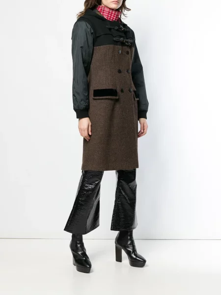 Dvouřadý kabát Jean Paul Gaultier Pre-owned s kapucí hnědý