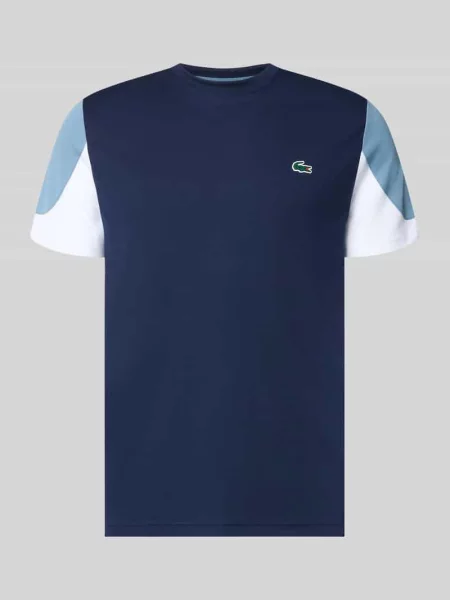 T-shirt sport w styl color blocking krój regular fit Lacoste Sport granatowa