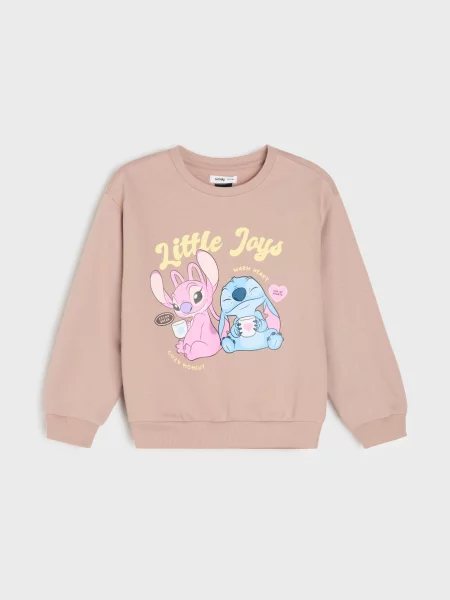 Sinsay mikina s kulatým výstřihem Stitch béžová