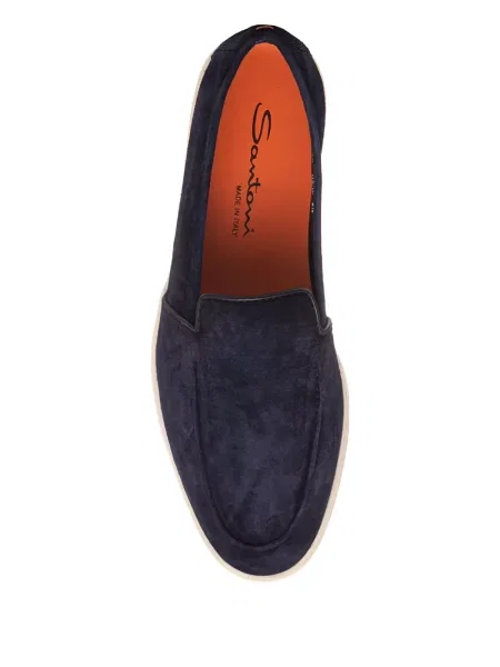 Pantofi loafer Santoni din piele de căprioară albastru