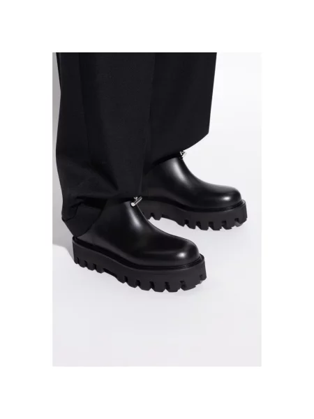 Botki Alexander Mcqueen skórzane na platformie czarne