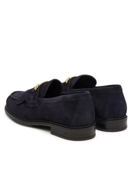 Ogrlica Tommy Hilfiger z obrobami iz semiša modra