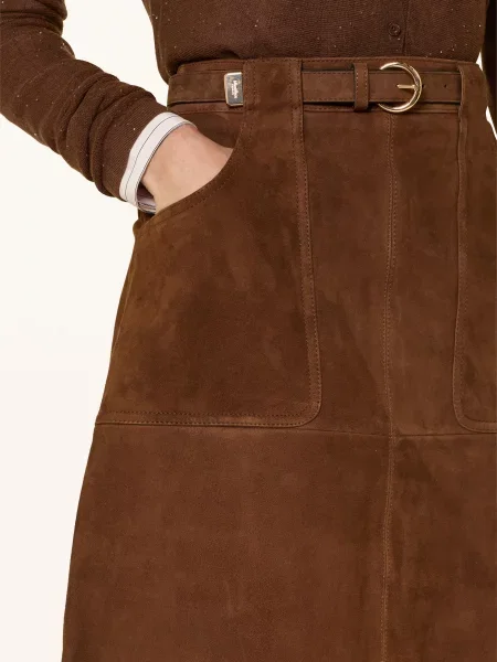 Max Mara Studio Skórzana Spódnica Tennis braun brązowa