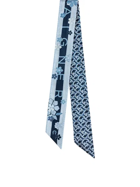 Fular Aigner cu model floral cu imagine albastru