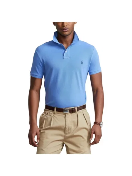 Dzianinowa koszulka polo Polo Ralph Lauren niebieska