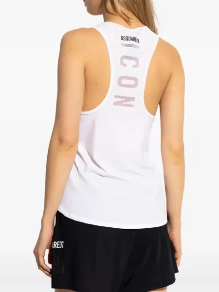 Top Dsquared2 fără mâneci cu imagine alb
