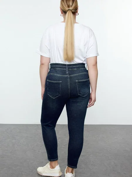 Trendyol Curve Džínsy tmavomodrá modrá