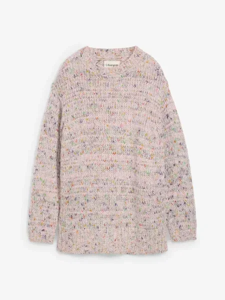 Oversize’owy sweter z włóczki bouclé różowy
