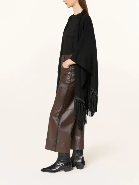 Ivi Collection Kalhoty V Koženém Vzhledu hnědá