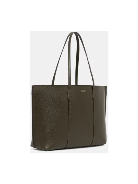 Tory Burch torebka shopper skórzana Perry zielona