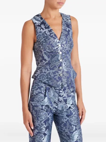Vestă Temperley London cu model floral cu imagine albastru