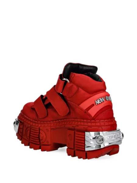 Botine New Rock cu platformă cu bretele roșu