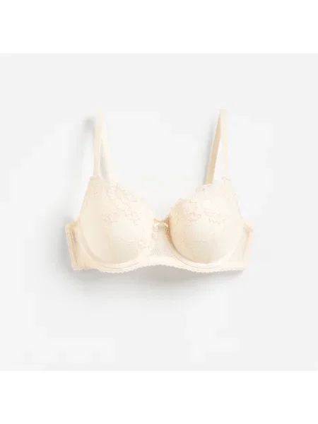 Reserved Hímzett push up melltartó krémszínű