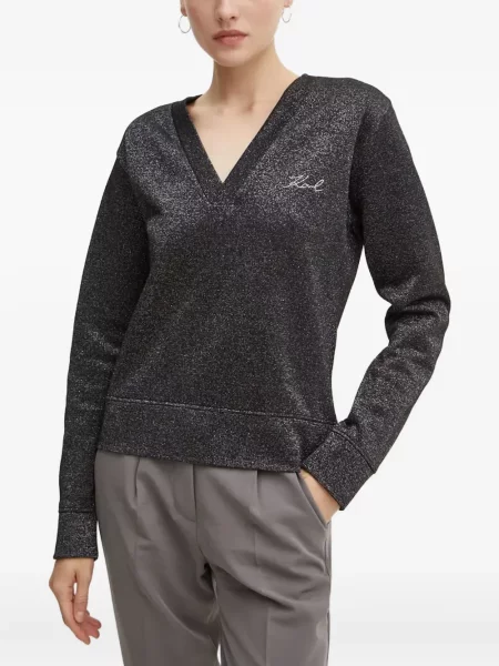 Hanorac Karl Lagerfeld cu broderie negru