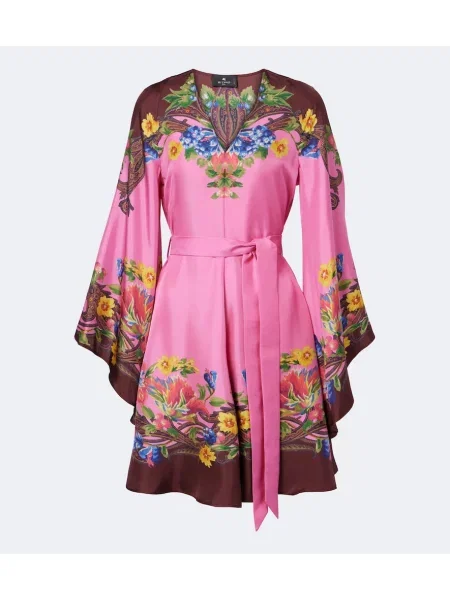 Cu centură rochie Etro din satin cu model floral