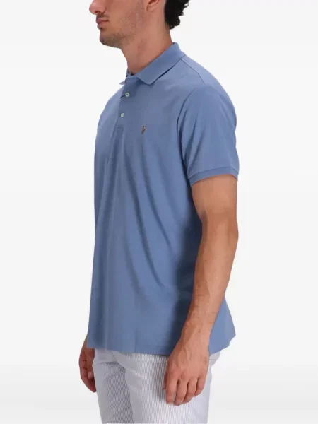 Lněné pruhované tričko Polo Ralph Lauren šedé