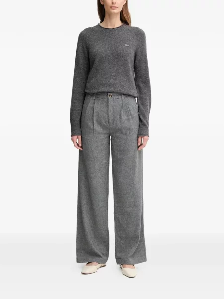 Pulover Lacoste tricotate cu autograf gri