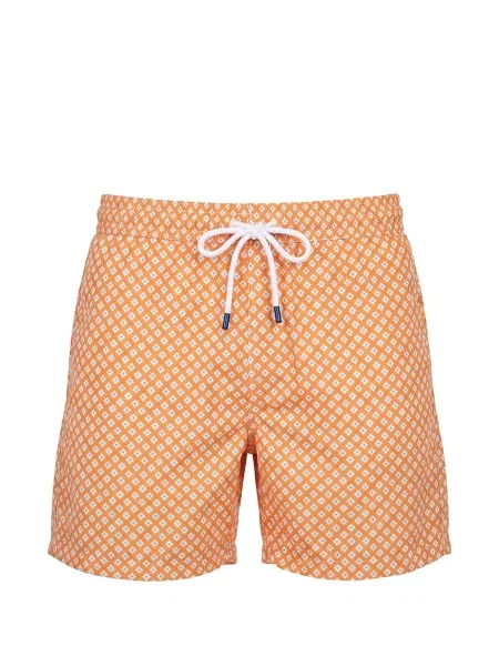 Slip de baie Fedeli cu imagine cu imprimeu geometric cu cordon portocaliu