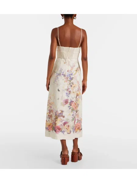 Rochie midi Zimmermann de in cu model floral alb