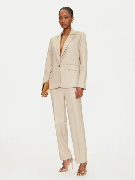 Morgan pantaloni PLUX.F drept high waist PLUX.F bej