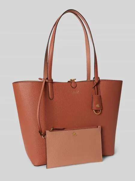 Torba shopper z opcją odwracania i minitorba Lauren Ralph Lauren brązowa
