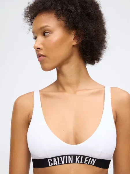 Calvin Klein Swimwear Bikinový top Intense Power čierna biela