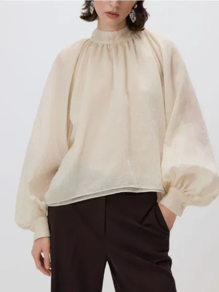 Reserved Блузка з додаванням ліоцелу кремовий 