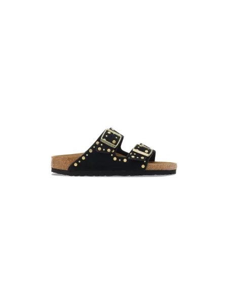 Birkenstock klapki zamszowe Arizona Rivet czarny