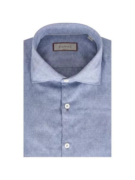 Cămașă Canali cu model herringbone albastru