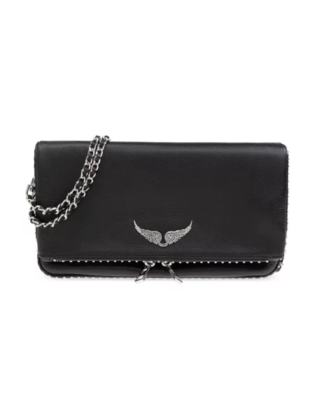 Kopertówka Zadig & Voltaire skórzana z ćwiekami czarna