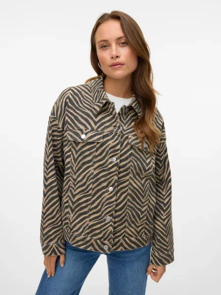 VERO MODA Prechodná bunda VMTESSA svetlohnedá čierna