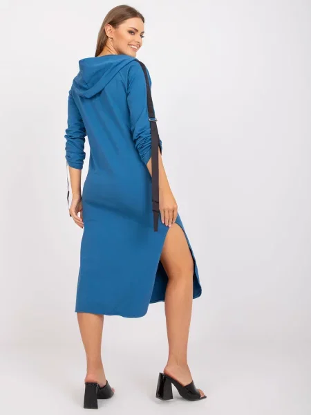 Hanorac cu glugă Fashionhunters cu glugă cu mâneci lungi albastru