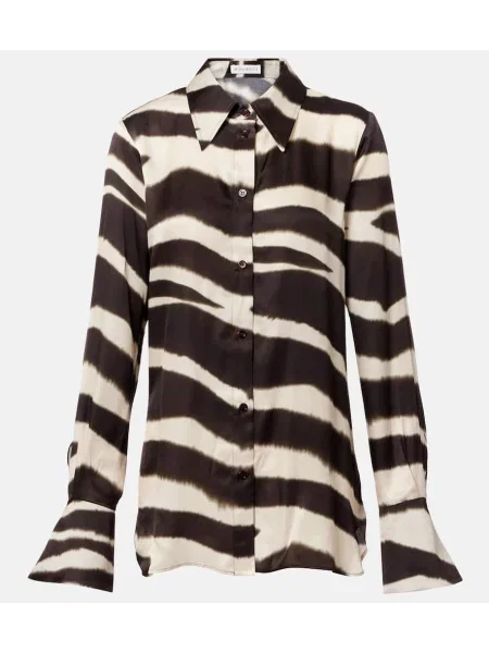 Cămașă Nina Ricci din satin cu imagine maro