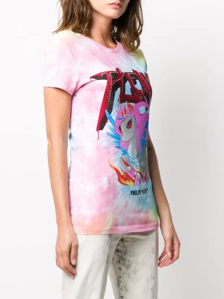 Tricou Philipp Plein cu autograf roz