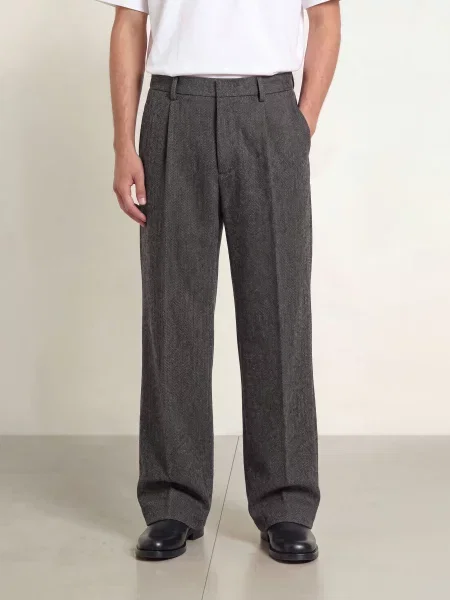 Oblekové Kalhoty Kay Relaxed Fit dark grey mel šedé