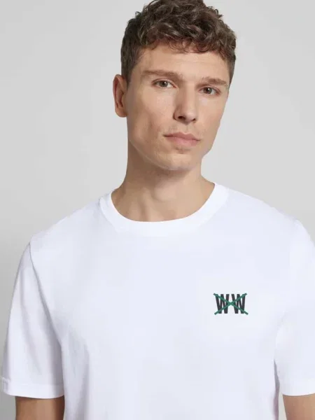 T-shirt o kroju regular fit z nadrukiem z logo model Bobby' Wood Wood biała