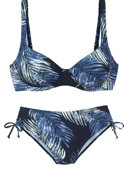 LASCANA Costum de baie două piese / marin / verde mentă albastru